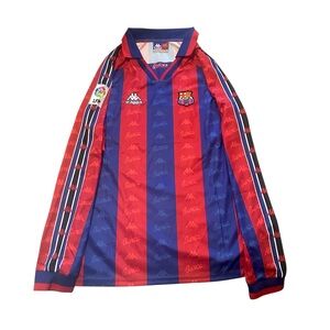1996/97 FC Barcelona full sleeve  home kit. Ronaldo R9 Football soccer jersey.